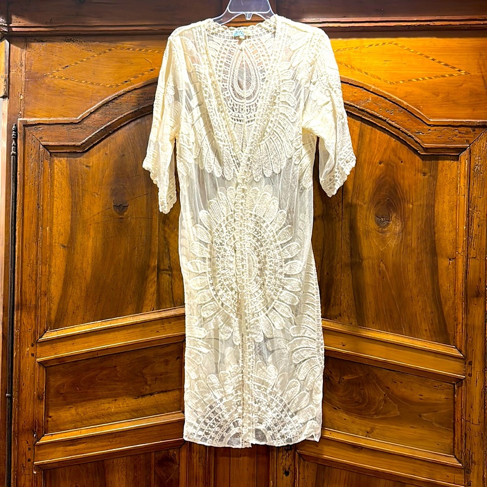 Sheer long cardigan/coverup/lingerie/robe